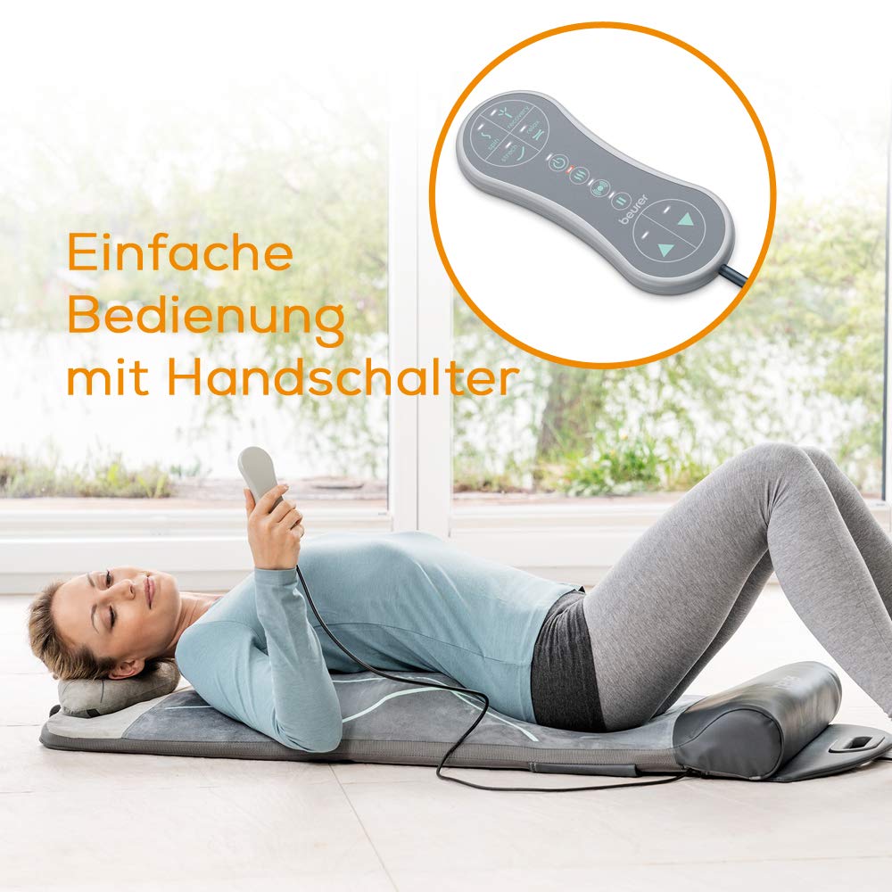 Beurer MG 280 Yoga- und Stretchmatte, zur Dehnung der Muskulatur und Entspannung, Massagematte für Nacken, Schultern und Rücken, faltbar, 1 Stück (1er Pack), Grau