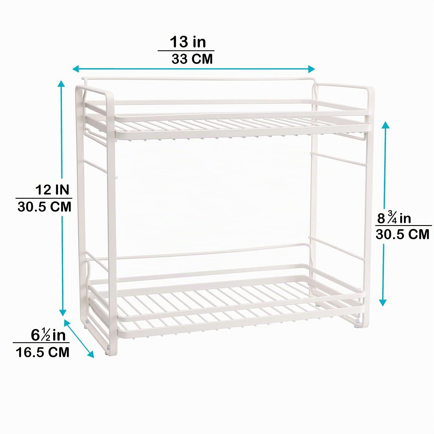 zccz Organizzatore da banco per il bagno a 2 livelli - Scaffale per il bagno - Scaffale per Cosmetici - Vassoio portatrucchi - Portaspezie da cucina Cestello per doccia, Bianco