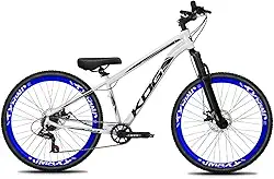 Bicicleta Aro 26 KOG 1x7 Freeride – Bike para Grau, Freeride Urbano, Suspensão 80mm, Freios a Disco, 7 Velocidades, Branco