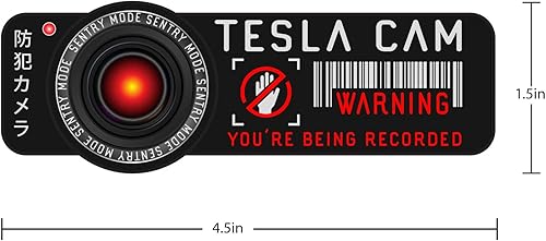 Miniatura 5 de Pegatina de advertencia de seguridad para Tesla Cam. Modelo 3, Y, X, S Sentry Mode Calcomanía gráfica para coche. Etiqueta engomada del coche modelo