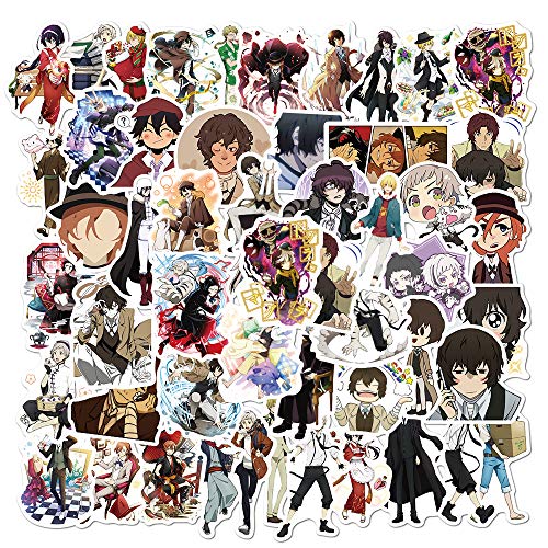Bungo Stray Dogs Anime Stickers Pack 50PCS Manga Character Sticker for Water Bottle Laptop Skateboard Journal Luggage Waterproof Vinyl Cool Decals for Teens Adults Party Supplies