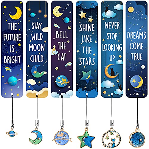 12 Pieces Cat Moon Star Celestial Theme Bookmarks with Metal Charms Celestial Bookmarks Inspirational Quotes Bookmarker for Boys and Girls, School Classroom Present Reading 12 Pieces Cat Moon Star Celestial Theme Bookmarks with Metal Charms Celestial Bookmarks Inspirational Quotes Bookmarker for Boys and Girls, School Classroom Present Reading