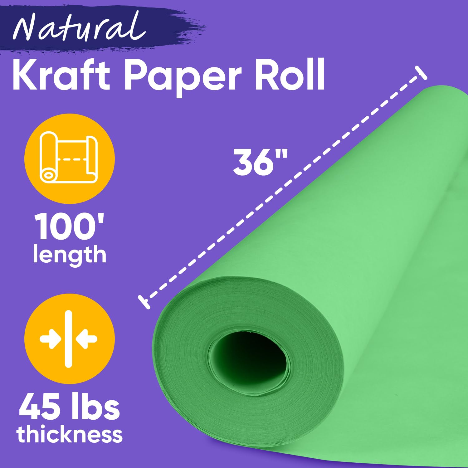 Paclord Rotolo di carta kraft verde chiaro, 91,4 x 3048 cm, spessore 20,4 kg, carta artigianale per scuola, carta colorata artistica, confezione regalo, carta da imballaggio per traslochi