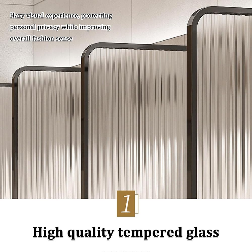 Urinario de cristal a rayas de 120 cm, moderno tabique de pared con vidrio templado y accesorios de acero inoxidable, ideal para hoteles y bares (d 4 piezas)