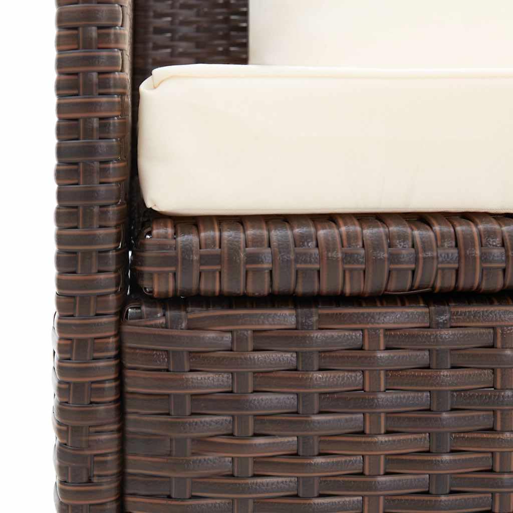 vidaXL Tumbona Sofá de Jardín con Cojines Sillón Silla Patio Exterior Aire Libre Balcón Asiento Decoración Mueble Comedor Restaurante Ratán Sintético Marrón
