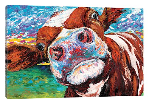 Holiday Deals 🛒 iCanvasART Curious Cow I Canvas Print by Carolee Vitaletti, 26 in x 18 in