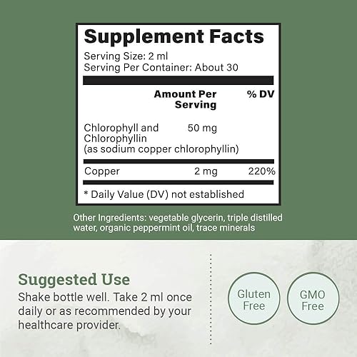 Miniatura 3 de Clorofila líquida, gotas líquidas para apoyo del sistema inmunológico, desodorante interno natural, gotas de clorofila vegana con glicerina