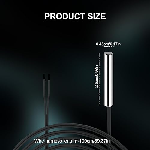 Miniatura 4 de DROK Sonda de sensor de temperatura de 10 K, 5 piezas, 3.3 ft de acero inoxidable impermeable NTC sonda de temperatura para varios dispensadores de