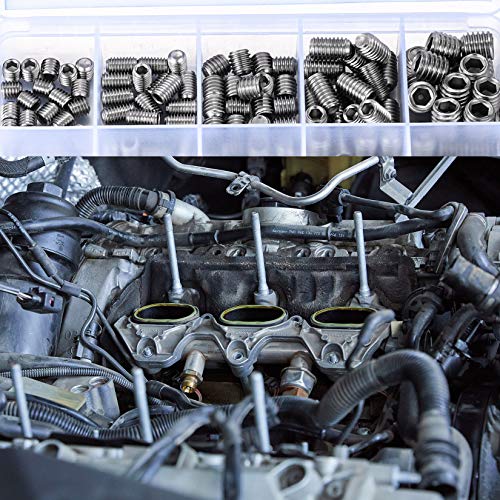 HAOCHEN 200 Stück M3 M4 M5 M6 M8 Gewindestifte, Sechskantkopf, Imbusschlüssel set, Hex Grub Kopf Maschinenschraube Schraube, Edelstahl Schrauben Set