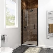 SUNNY SHOWER Adjustable 33.5-35 in. W x 72 in. H Frameless Pivot Shower Door,Matte Black Hardware Finish, Certified Clear Tempered Glass Shower Enclosure