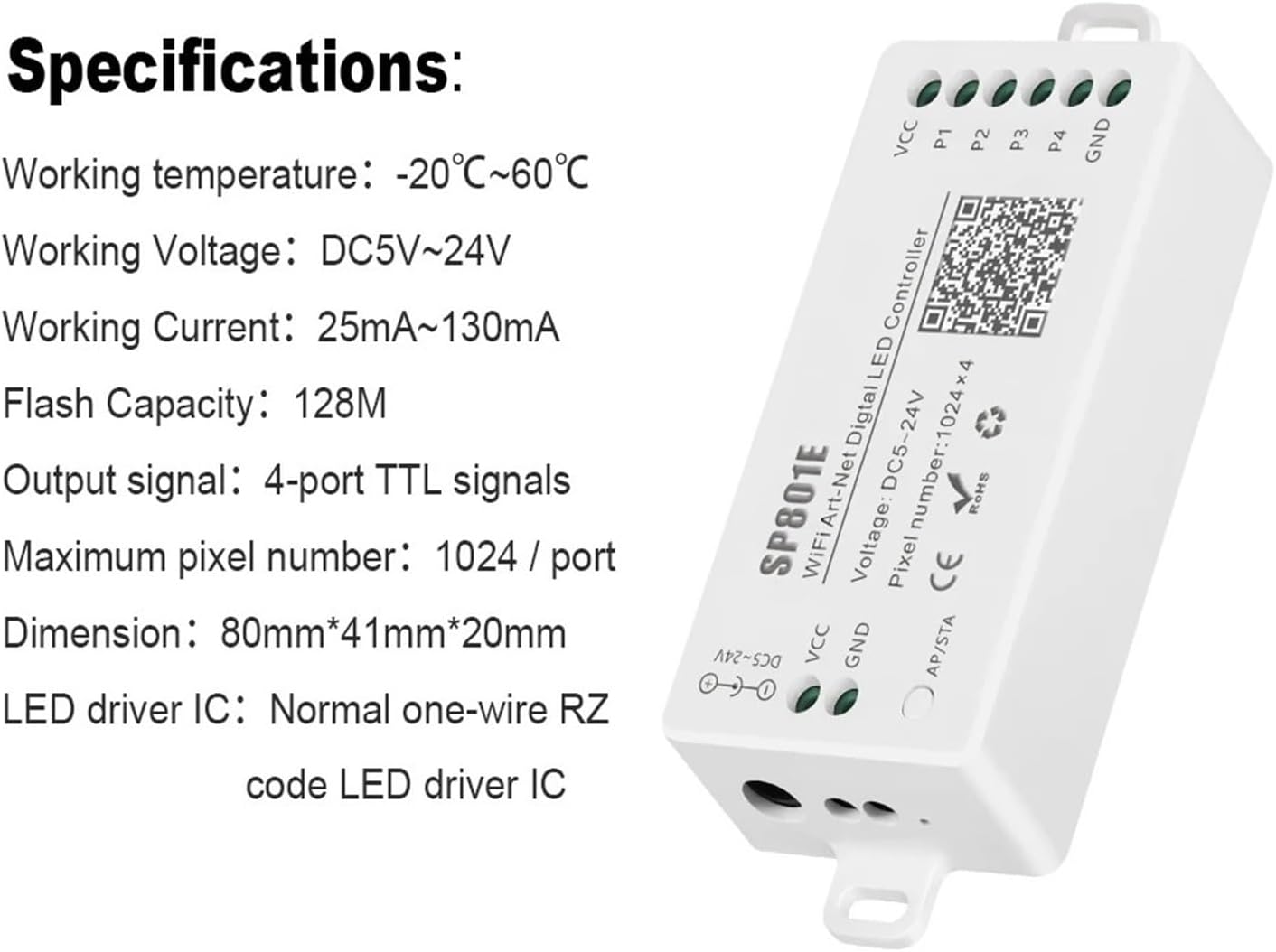 DC5-24V SP801E プログラム可能なAPP WiFi制御 WS2812B LEDマトリックスパネルモジュールライトストリッ