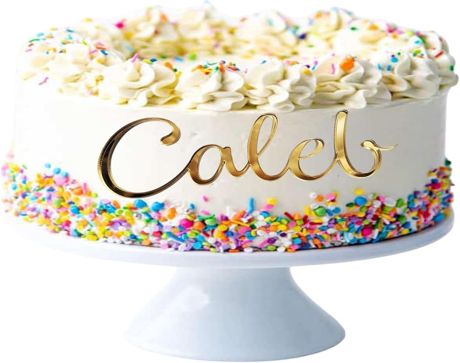 EKAM Personalised Multicolored Acrylic Cake Topper, Customised Happy Birthday Cake Decoration & Charms, Custom Name plate for Birthday, Wedding, Anniversary & Celebration Cakes (Name Only)