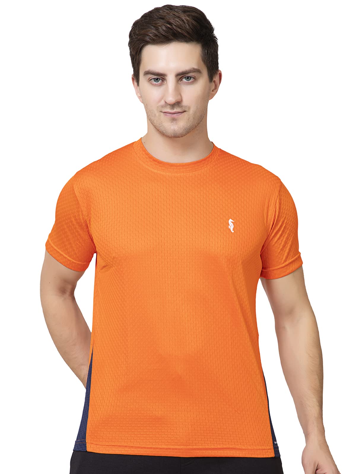 men in blue Mens Sports T Shirt | Dri Fit Polyester Regular Fit Activewear Tshirt with High Density Logo Print | Half Sleeve Round Neck Gym Wear-picture-0