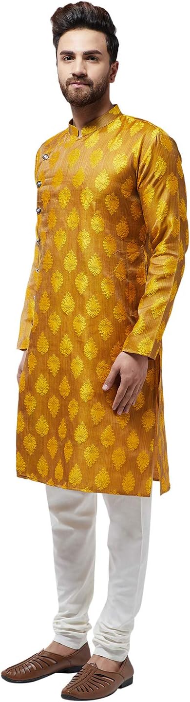 Sojanya XXL (Since 1958 Men'S Jacquard Silk Kurta & Churidar Pyjama Set