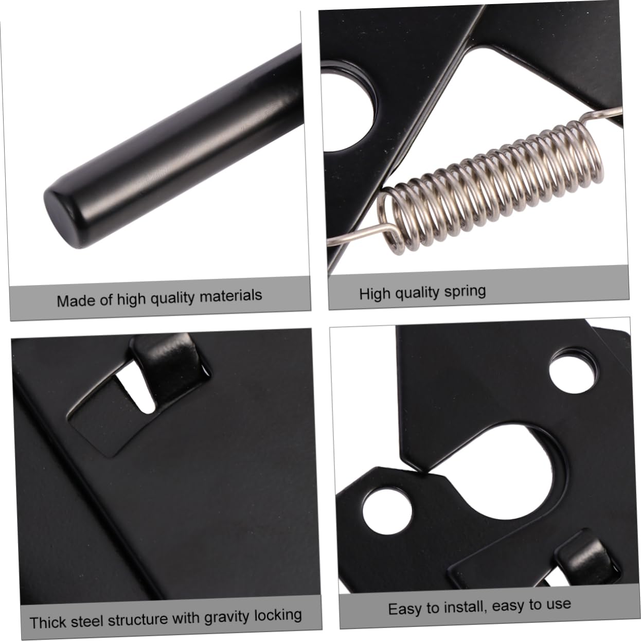 Loquet de Portail Autobloquant en Fer Noir, Verrouillage Automatique