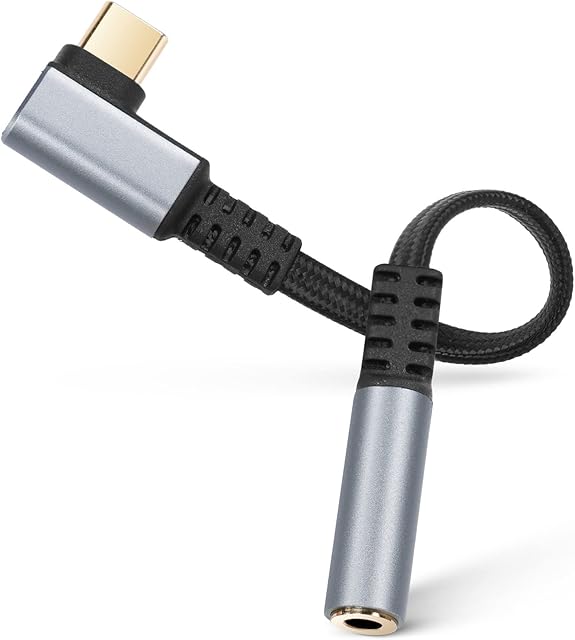 AXFEE USB C to 3.5mm Jack, Type C Headphone Adapter, Aux Digital Audio Earphone Adaptor, Angled Hi-Res DAC Adaptor Compatible with Samsung Galaxy S22 S21 S20 Ultra Note 20, Huawei Mate 40/P30, Xiaomi