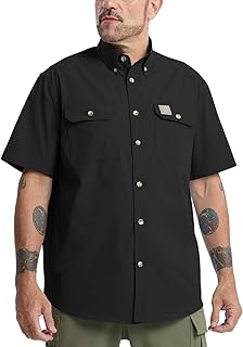 Mens Regular Fit Work Utility Shirt Midweight with Two Chest Pockets Wrinkle-Resistant Industrial Work Wear