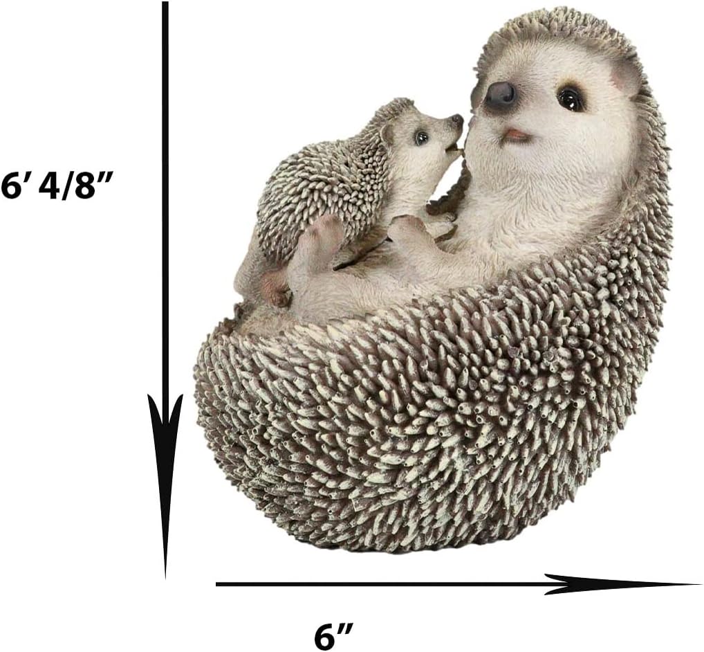 Ebros Gift Lifelike Realistic Cuddle Time Baby Hedgehog with Mother Lying On Its Back Resin Figurine 6" Long Rustic Spinal Mammal Hedgehogs Animal Taxidermy Decorative Model Sculpture
