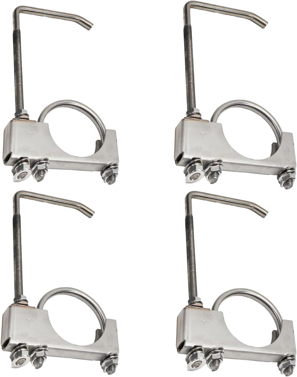 4 Pcs 2.0" Exhaust Clamp with Hanger,Heavy Duty Exhaust Hanger with Clamp,Universal Muffler Hanger Automotive Tools for Most Car Truck Exhaust Systems (2.0 inch)