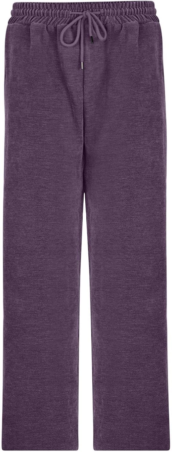 Cambkatl Fleece Sweatpants for Men Elastic Waist Casual Straight Leg Winter Athletic Lounge Pants with Pockets
