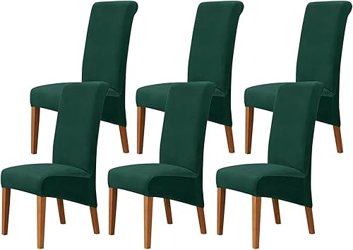 Miniatura 7 de Soft Chair Covers Velvet for Dining Room Medium Gray Set of 6 Stretch Dining Chair Slipcovers Kitchen Reusable Parsons Side Chair Slipcover