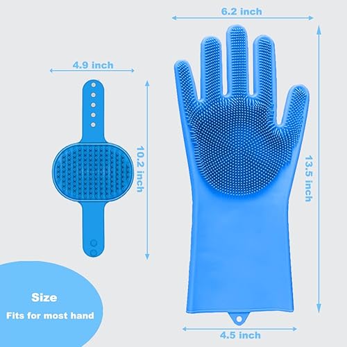 Miniatura 6 de Metopets Guantes de lavado para mascotas, champú de baño de silicona suave para perros, cepillo de ducha, guantes de aseo impermeables, masajes y