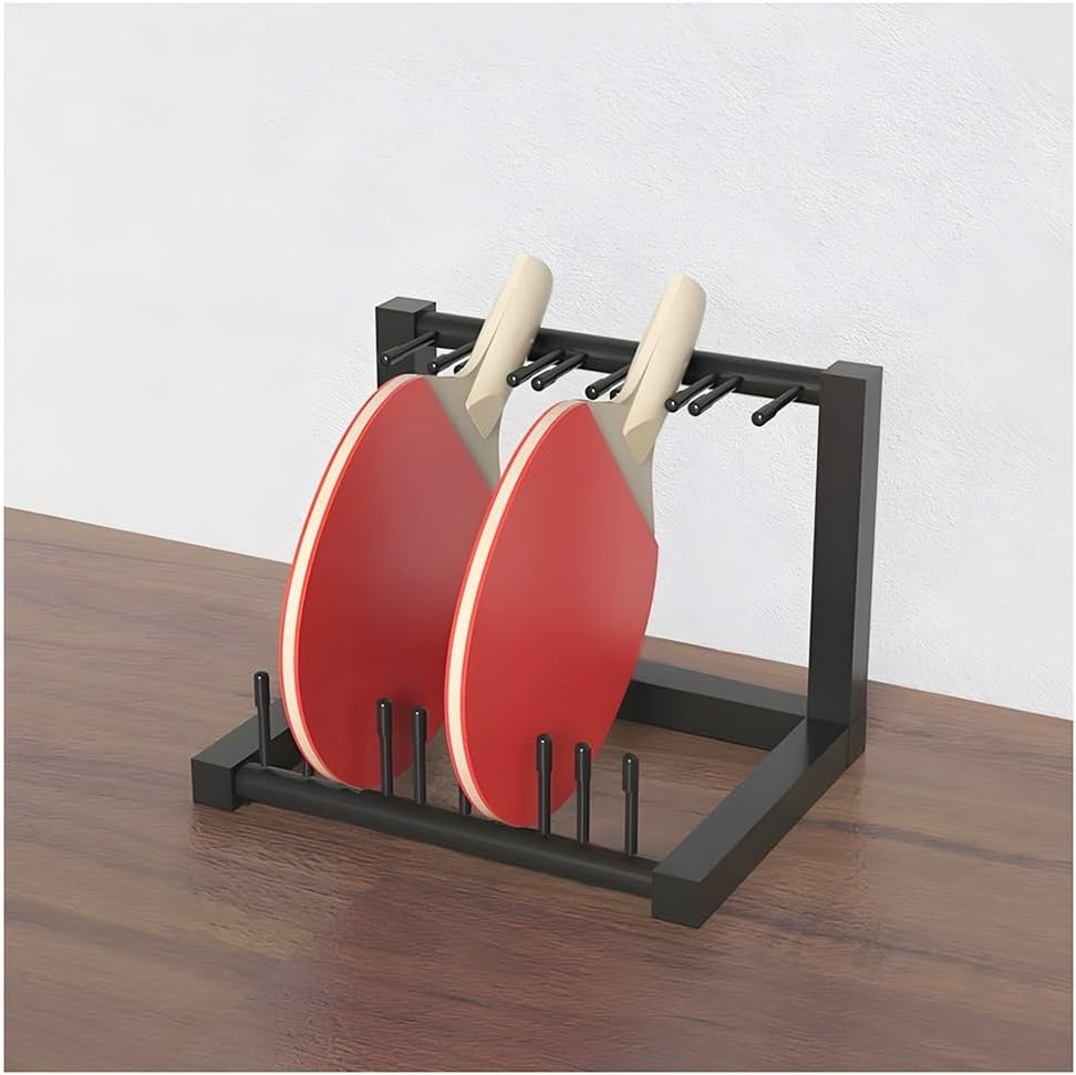 GZHERVICES Table Tennis Paddle Storage Rack, Table Tennis Racket Display Holder for 5 Rackets, Table Tennis Accessories Organizer, Paddles Holder