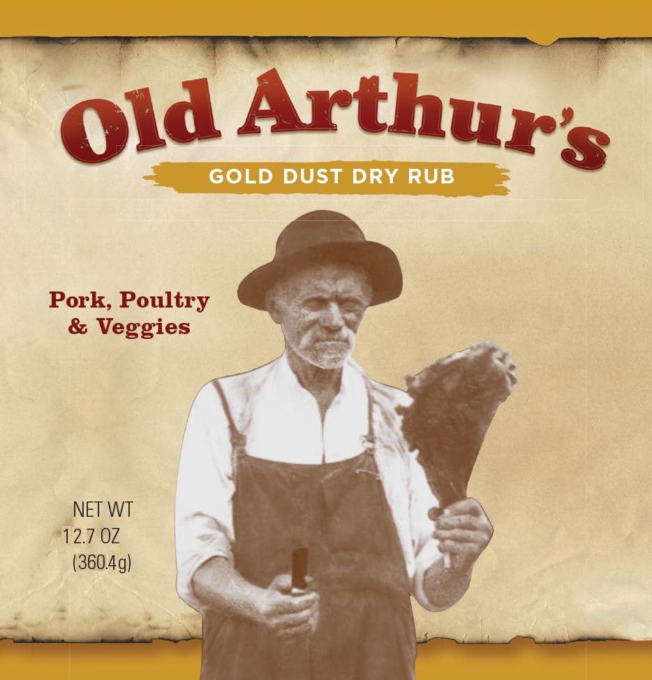 Miniatura 2 de Old Arthur's Gold Dust Dry Rub para una barbacoa galardonada, asar a la parrilla y ahumar  Cerdo  Aves  Carne de res  Verduras