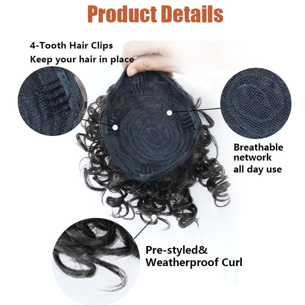FDEETY Messy Bun Short Ponytail Hair Piece Drawstring Hair Extensions Curly Wavy Hair Puff Synthetic for Women Scrunchy Fake Hairpieces Accessories Scrunchies(Black) - Image 3