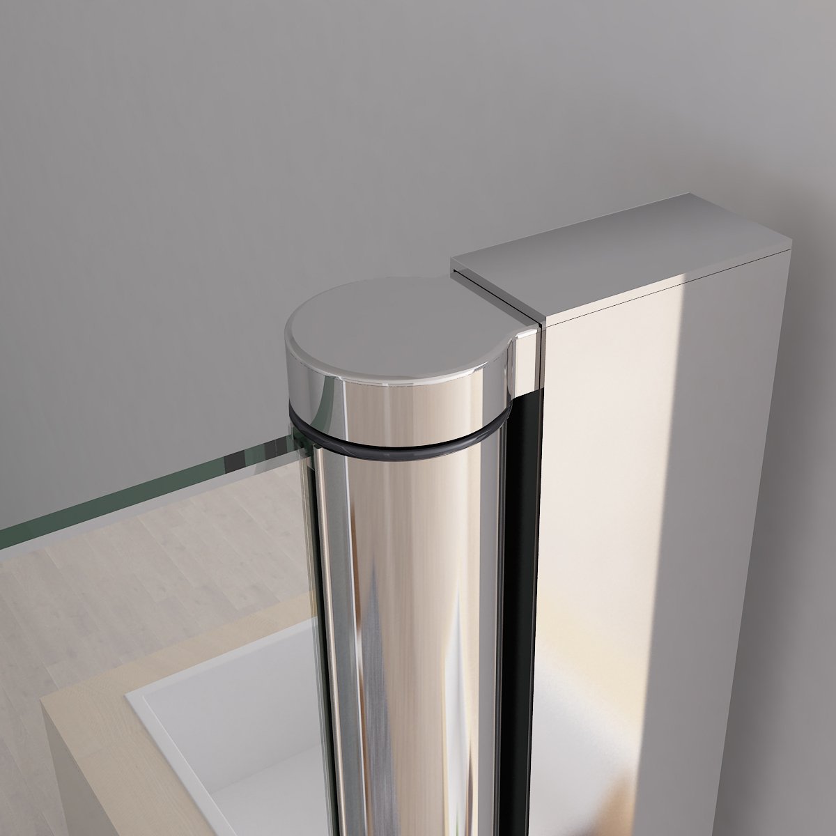 90 x 90 cm Duschkabine Runddusche Duschabtrennung Falttür NANO Echtglas Viertelkreis mit Duschwanne Duschtasse