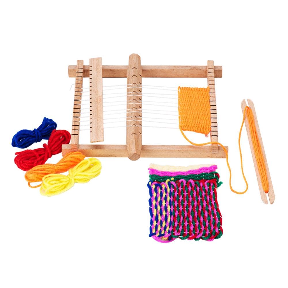 Beadsnfashion Wooden Weaving Loom Kit - Complete Set with Yarns, Warp Rods, Combs, Shuttles & Instructions for Knitting and Crafting