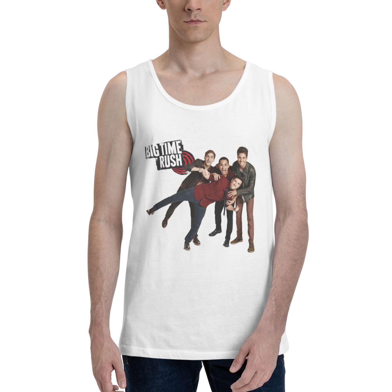 SKYJUNOJN Big Time Blues Rush Mens Muscle Vest T Shirts Comfy Cycling Sleeveless T-Shirts White Medium