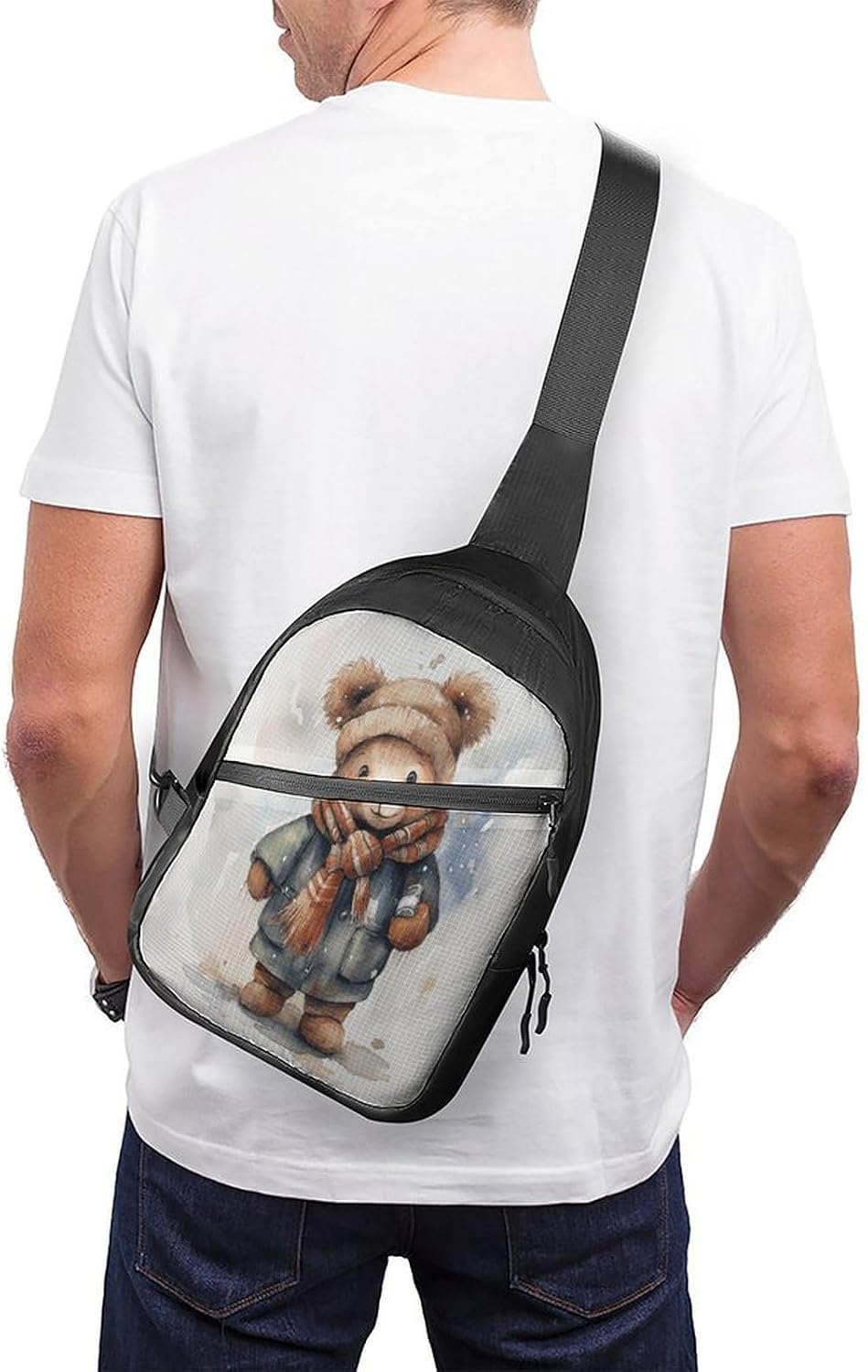 Bear with Scarf Crossbody Backpack Sling Bag