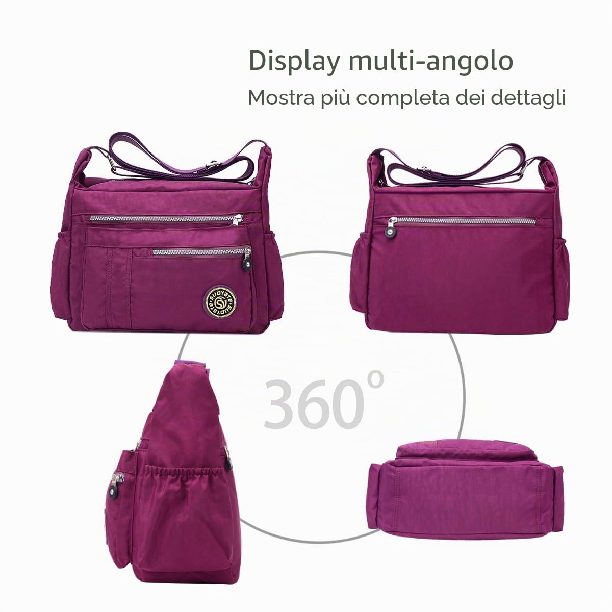 NICOLE&DORIS Moda Donne Messenger Bag Borsa a Tracolla Crossbody Impermeabile Nylon Blu Scuro
