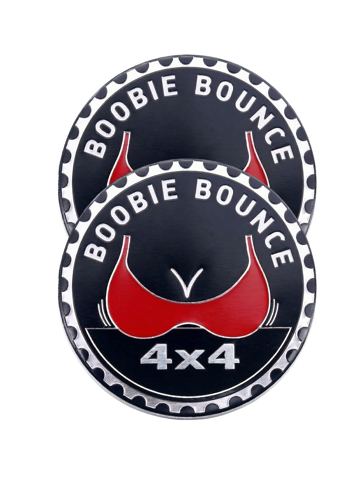 2 pcs Car Emblem 4 x 4 Metal Automotive Badge 3D Metal Car Badges Emblems Round Emblem Decals Car Badge Decals Stickers Compatible with Vehicles Trucks SUV RV Decorations (Boobie Black)
