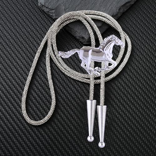 Image of HUABOLA CALYN Bolo Tie for Men Women, Native American Turquoise /Longhorn Bull /Eagle /Horse Bolo ties,Western Tie Costume