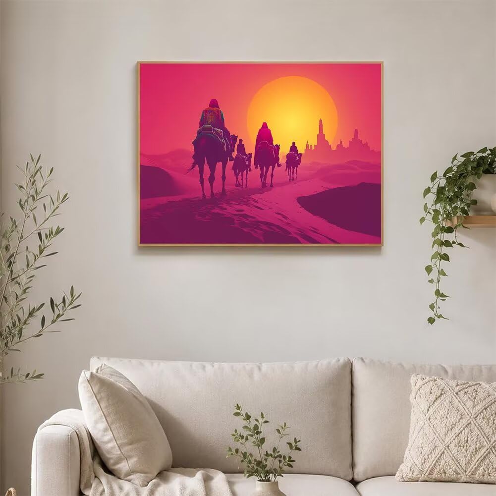 Diamond Painting Adulti Deserto Diamond Painting Kit 120x90cm O-L9591 | Kit Diamond Painting DIY Full Drill Round Diamantiny Painting Strass Schemi Punto Croce, Decorazione per Casa