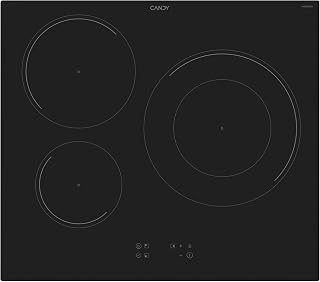 Candy CI633C/E14U, Placa Inducción, 3 Zonas, 60CM, 9 Niveles de Potencia y Booster, 7,2KW, Mandos Centrales, Indicador de Calor, Bloqueo de Seguridad, Alerta Sobrecalentamiento y Derrames, Negro
