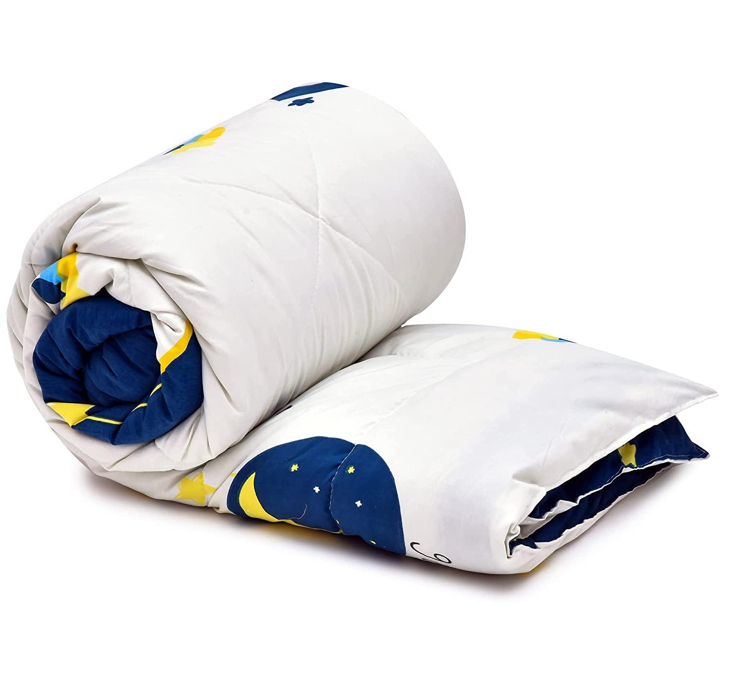 Blenzza Deco™ Glace Cotton Single Bed Reversible Babies 1 Kids Comforter & 1 Single Flat Bed Sheet with 1 Pillow Cover (Design 1) (0 to 8 Years)