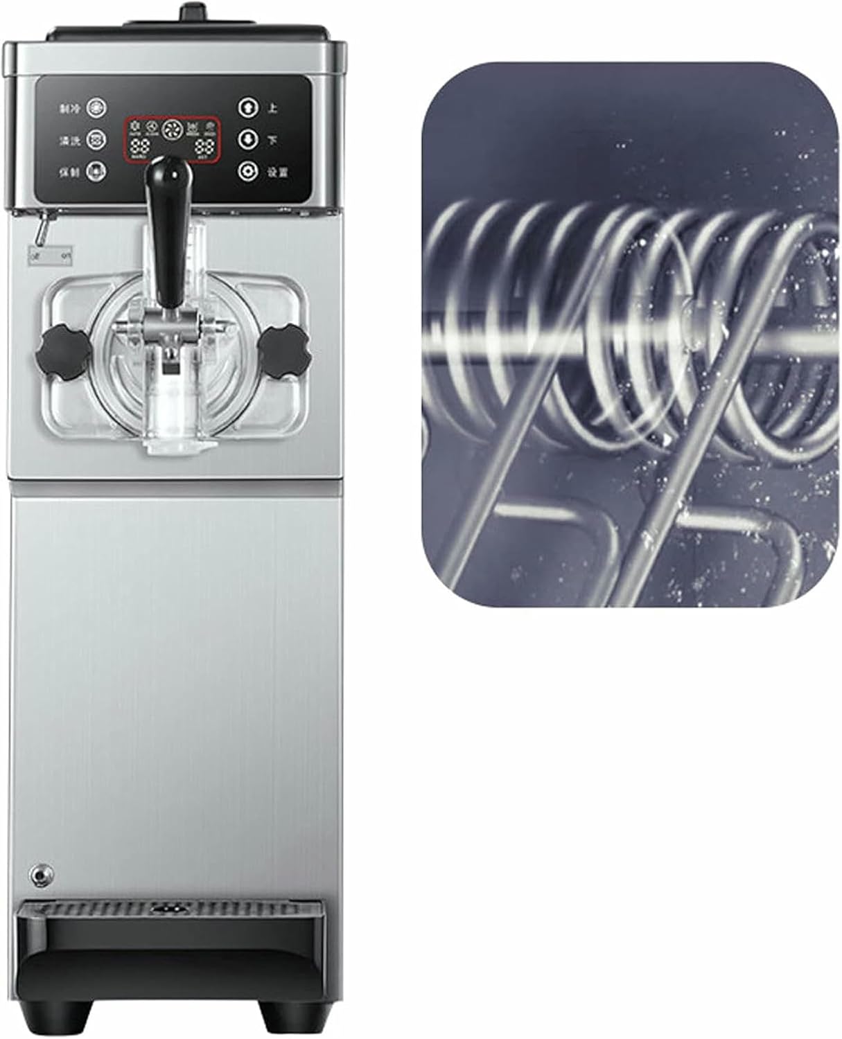 Commercial Ice Cream Machine,12-16L/H Stainless Steel Ice Cream Maker,1200W Soft Serve Ice Cream Maker with Led Display Auto Clean,for Restaurants Dessert Shops, Coffee Shops, Milk Tea Shops