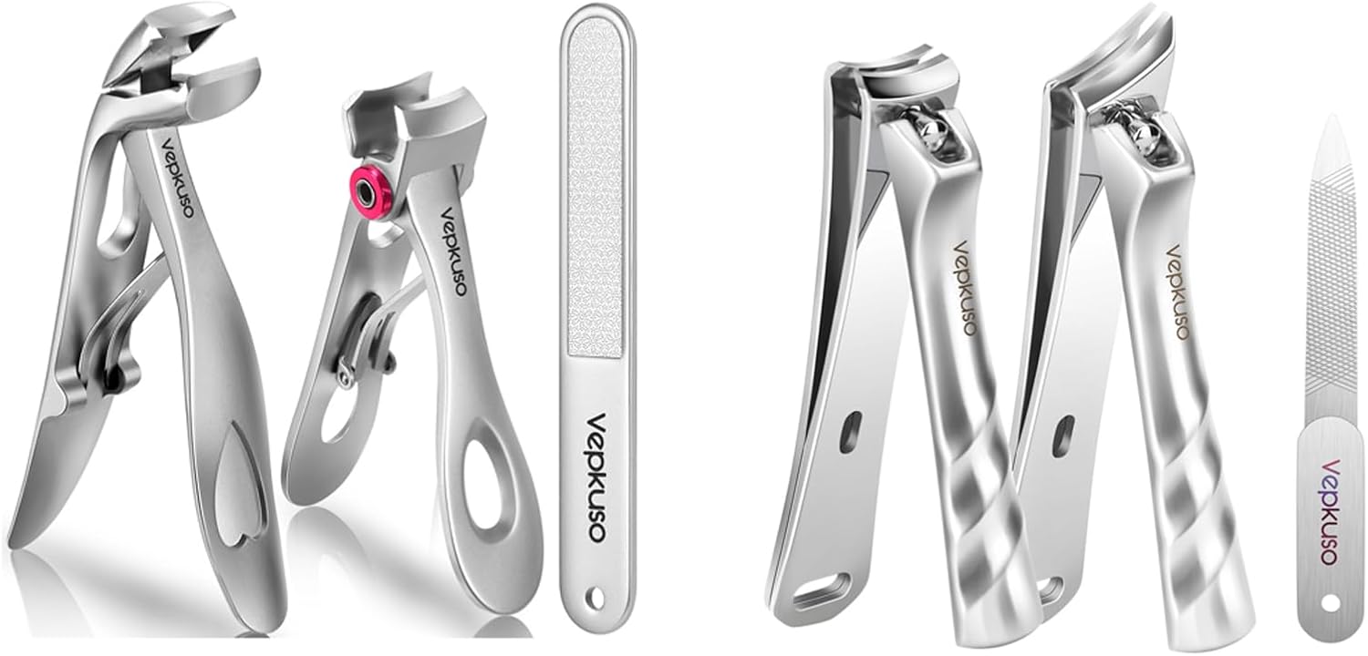 Nail Clippers for Seniors, Wide Jaw Fingernail Clippers and Angled Head Toenail Clippers for Thick Nail, Professional German Nail Clippers for Men, Women&Pregnant