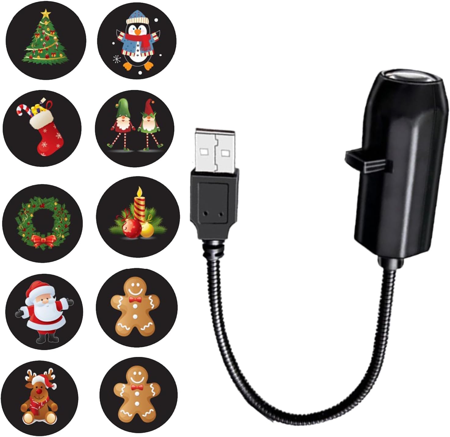 Christmas Projector Lights Outdoor - USB Waterproof Party Light Projection with 10-Pattern | Lights | Holiday Lamp for Garden, Home, Parties & Thanksgiving Decorations | 5V 3W ABS Light