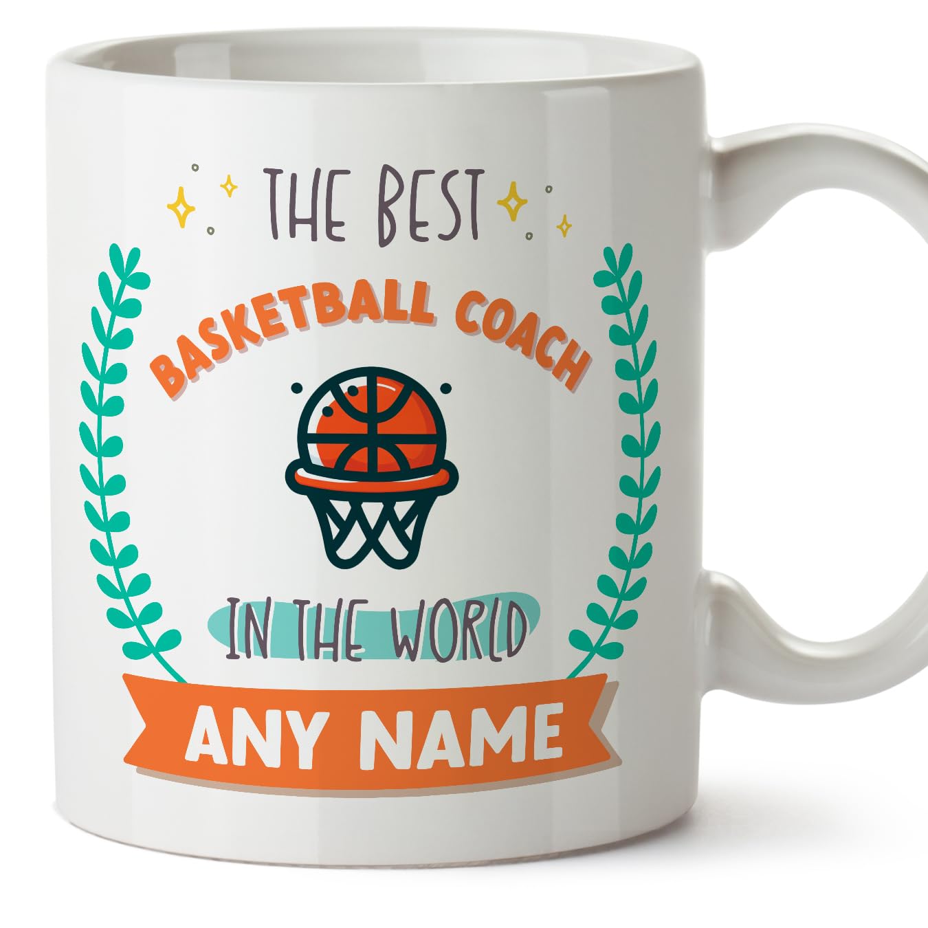 MUGFFINS Basketball Coach Mug - in English - World's Best - with Doodle - Funny Gift for Colleagues - Ceramic 11oz Mug — image 1