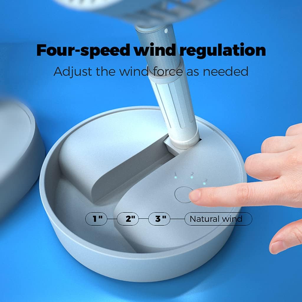 Portable Standing Fan Battery Rechargeable Up/Down Adjustable Stretching USB Desktop Fan for Bedroom Office Dorm