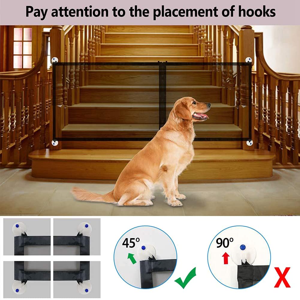 Puerta mágica para perros, puerta mágica para mascotas, valla plegable de malla portátil, mantiene a tu bebé y mascotas lejos de la cocina y al aire libre (tamaño: 82.7 x 28.2 pulgadas) 5