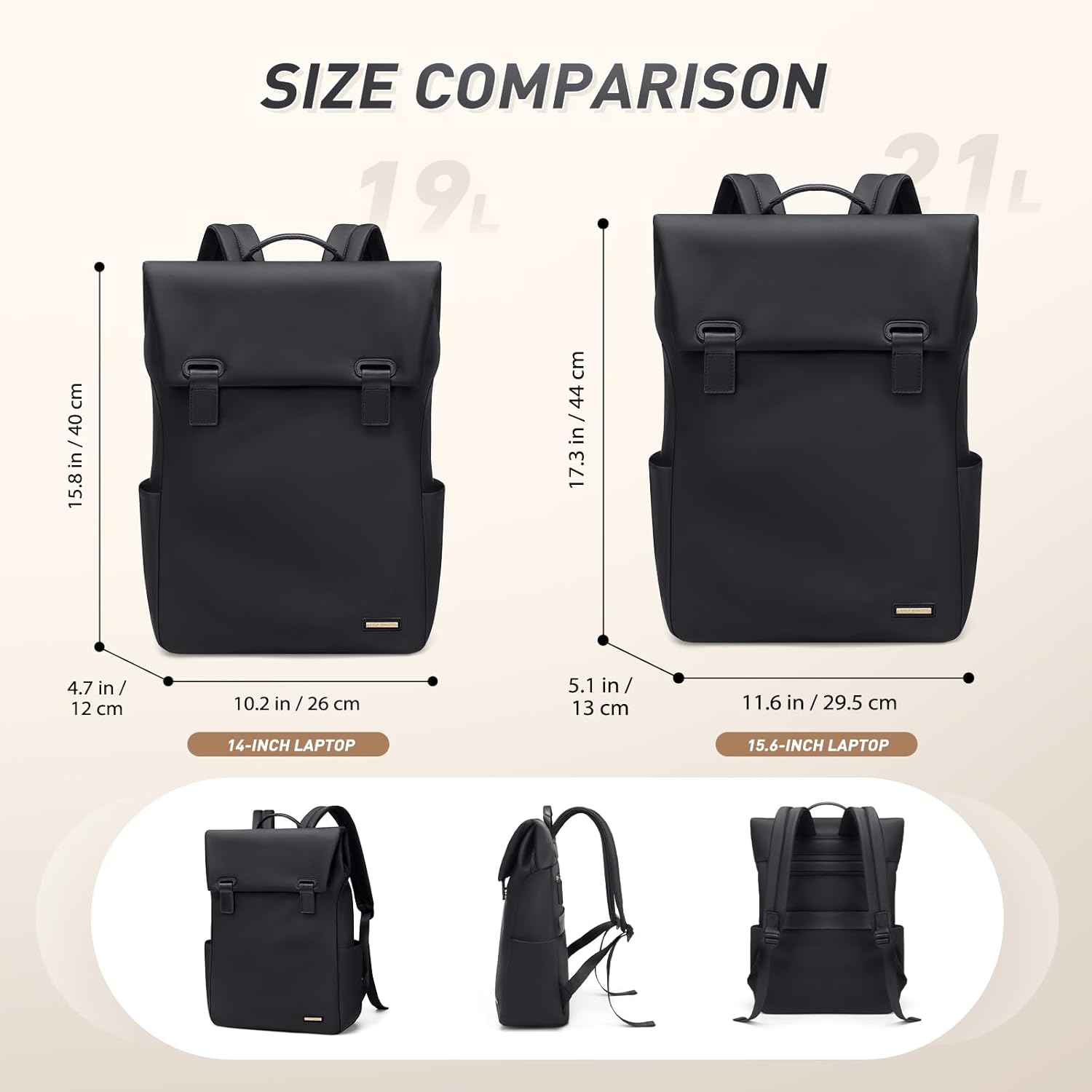 Women Laptop Backpack Computer Backpacks Carry On Waterproof backpack Fits 14Inch Notebook Travel Commute College (Black)