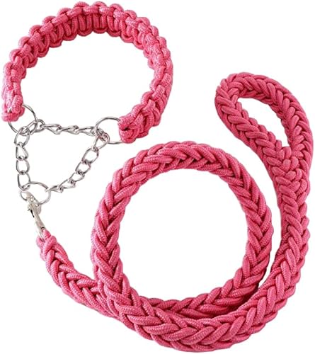 Miniatura 10 de Juego de collar y correa para perro, cuerda trenzada de nailon resistente, correa fuerte de 4 pies para perro y collar de entrenamiento para perros