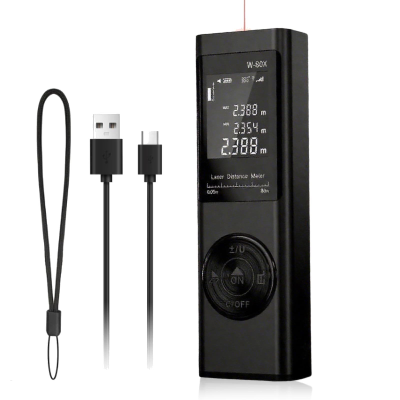 Metro Laser Professional, 80m/262ft Misuratore Laser Distanza Tipo C Ricaricabile telemetro laser distanziometro In M/In/Ft con Livella Elettronica, Portatile Digitale Misuratore Di Distanza Laser
