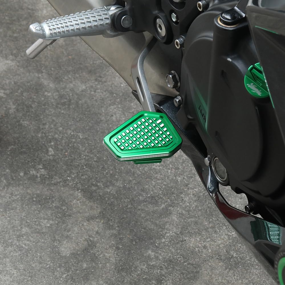 Modeer Motorcycle Widening Foot Brake Pedal Extension Compatible with Ninja 500/se 2024 2025 Enlarge Anti-Slip Peg Extender Plate ninja500 Accessories (green)