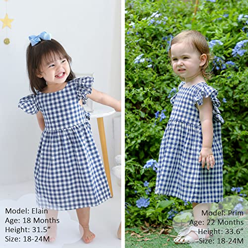 Zanie Kids Easter Dresses For Girls Toddler Dress Cute Baby Girl Summer Playwear Family Photo Outfits Plaid Blue 18-24 Months #TOP5